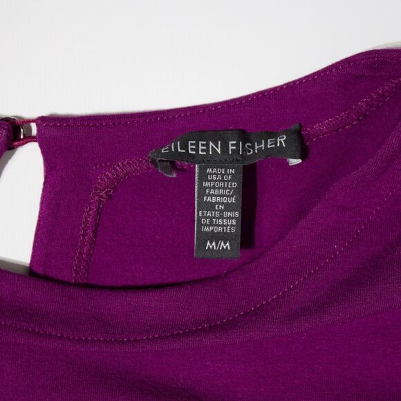 Eileen Fisher Made in USA Oversized Mini Dress Dark Purple Wine Women Size M - Picture 3 of 8